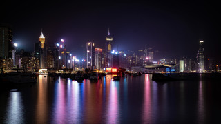 City skyline night water boat 6 - andrew law free wallpaper