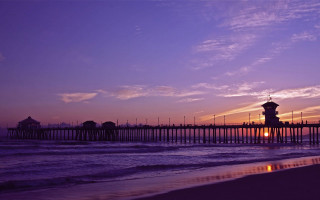 Pier sunset purple sky clouds - a pier free wallpaper