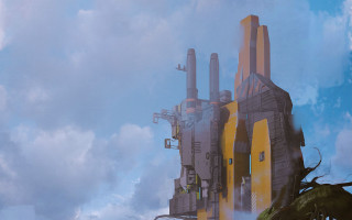 Futuristic city yellow structure matte - beeple free wallpaper