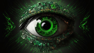 Green eye cyberpunk pattern cityscape - cybernetic free wallpaper