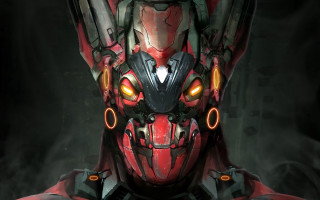 Robot cyberpunk cobra mecha glowing - smoke and fog free wallpaper