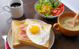 Plate sandwich soup coffee fork - morning free wallpaper