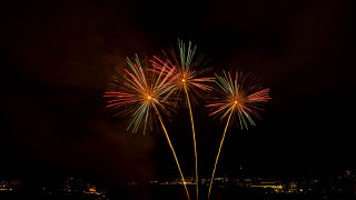 Fireworks city night reflection kimono - free new year wallpaper