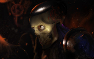 Skull helmet sword fire background - a helmet and a sword free wallpaper