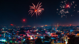 Cityscape fireworks night lights bridge - free new year wallpaper