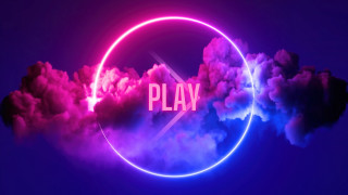Neon play clouds 3d sunset - surreal design free wallpaper