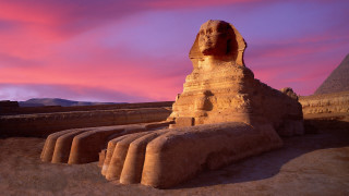Sphinx pyramid sunset desert gradient - egyptian art free wallpaper