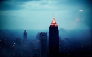City night tower skyline moon - dr. atl free wallpaper