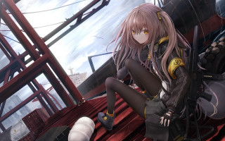 Anime girl long hair gun 2 - sots art free wallpaper