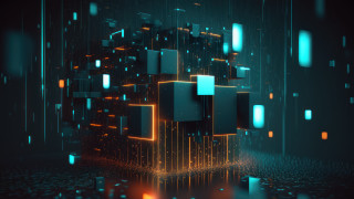3d cube glowing lights cityscape - cinema 4 d free wallpaper