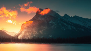 Mountain sunset clouds lake autumn - a sunset in the background free wallpaper