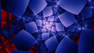 Blue red star fractal abstract - geometric free wallpaper