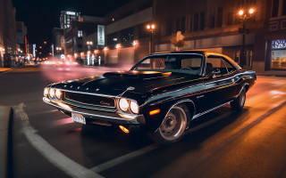 Black car night street headlights 2 - dark night free wallpaper