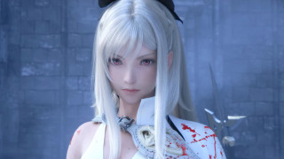 White hair blood splatter gothic - scissors free wallpaper