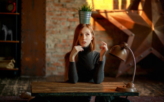Woman plant head table lamp - a lamp free wallpaper