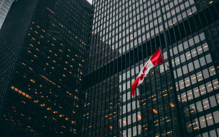 Canadian flag city night architecture - neoism free wallpaper