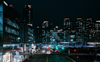 Tokyo night cityscape ferris wheel 2 - traffic free wallpaper