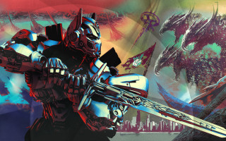 Robot sword dragon painting mecha - cinematic concept art free wallpaper