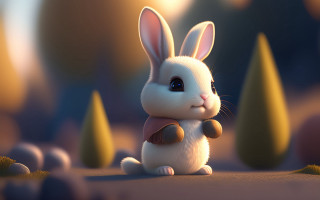 White rabbit forest 3d render - chris labrooy free wallpaper
