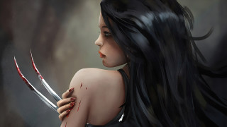 Woman blooded scissors gothic digital - bloody free wallpaper