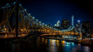 Bridge night city lights river - christo free wallpaper
