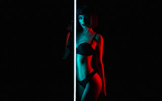 Woman blackbikini pole dark red - elsa bleda free wallpaper