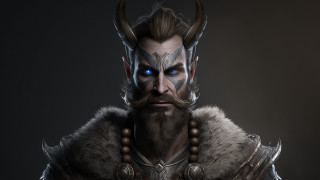 Bearded horned man blue eyes - dai jin free wallpaper
