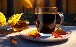 Tea plate leaves outdoor photorealism - evgeny lushpin free wallpaper