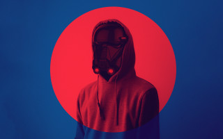 Man red hoodie cyberpunk flag - a red hoodie free wallpaper