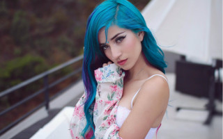 Blue hair flower top balcony - carla wyzgala free wallpaper