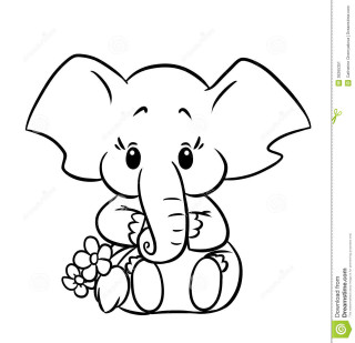 Cute elephant flowers white background - a childs free wallpaper