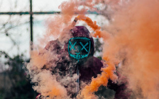 Mask cigarette smoke fire explosion - graffiti paint free wallpaper
