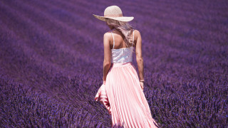 Woman hat lavender field pink - a woman in a hat free wallpaper