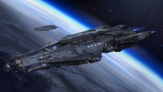 Space ship blue planet satellite - a space ship free wallpaper