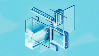 Blue glass structure white object - modular free wallpaper