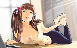 Woman laying bed laptop giantess - a laptop computer in front free wallpaper