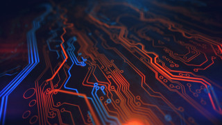 Circuit board red blue lights - redshift free wallpaper