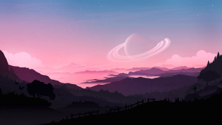 Mountain landscape sky saturn hues - a landscape free wallpaper