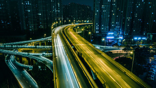 Highway lights night city bridge - night time in a city free wallpaper