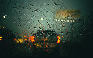 Rainy window car building embers - tonalism free wallpaper