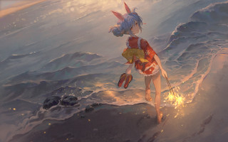 Girl redhat water fire magic - a fire free wallpaper