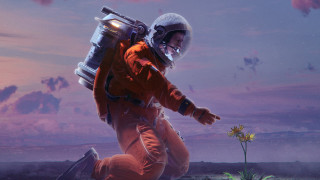 Orange space suit man flower - a flower free wallpaper