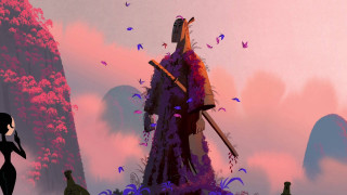 Man sword mountain bird sunset - a painting of a man free wallpaper