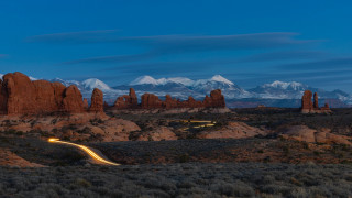 Desert road mountains night light - ansel adams free wallpaper