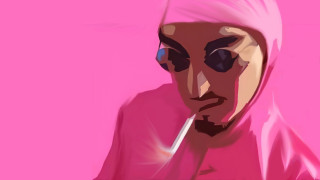 Pink woman smoking cigar camera - a pink hair free wallpaper