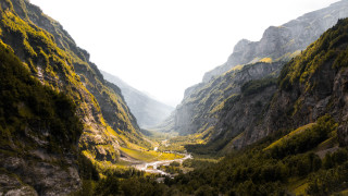 Valley river mountains autumn forest - both side free wallpaper