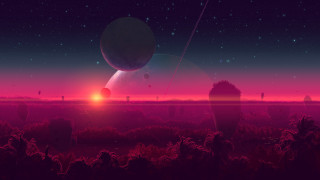 Sunset planet star night sky - a distant planet free wallpaper