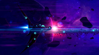 Space spaceship star aurora moon - game art free wallpaper