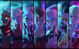 Cyberpunk anime girls moon space - a sery of anime characters free wallpaper