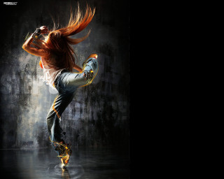 Woman dancing dark room black - graffiti art free wallpaper